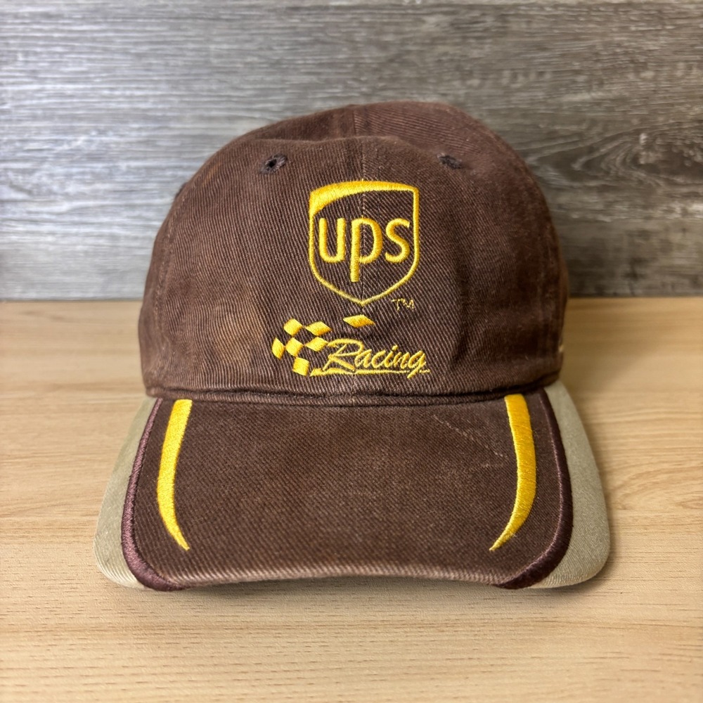 Vintage Nascar Hat Cap Strap Back Brown UPS Dale Jarrett Racing Adjustable